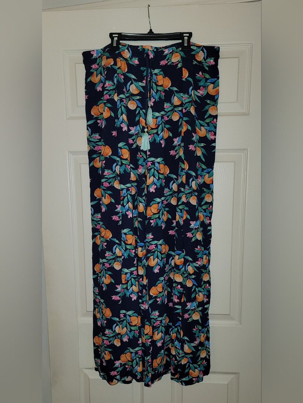 Sunshine 79 Floral Wide-Leg Navy Orange Beach Pants with Slits - Size: L - NWT - Picture 5 of 5